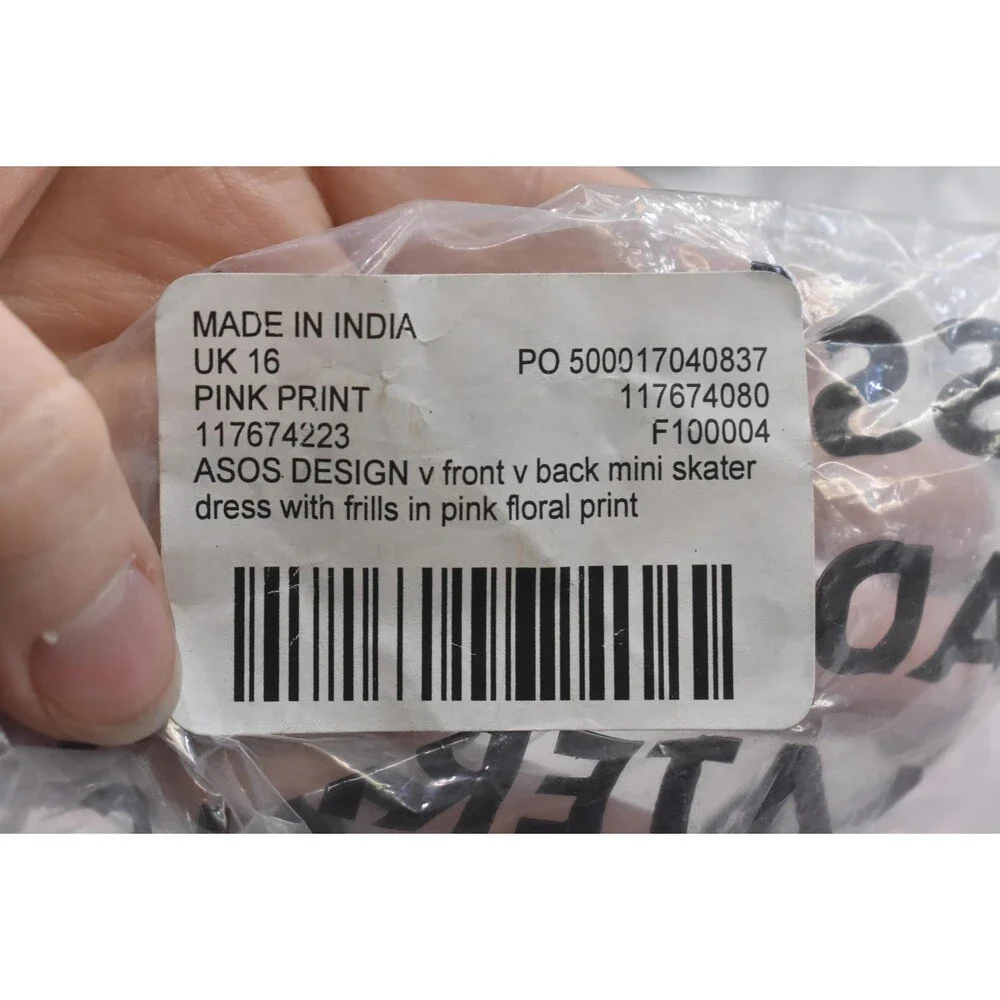ASOS DESIGN Dress Womens 12 Pink Floral V Neck Long Sleeve Ruffle Skater Mini - Picture 9 of 11